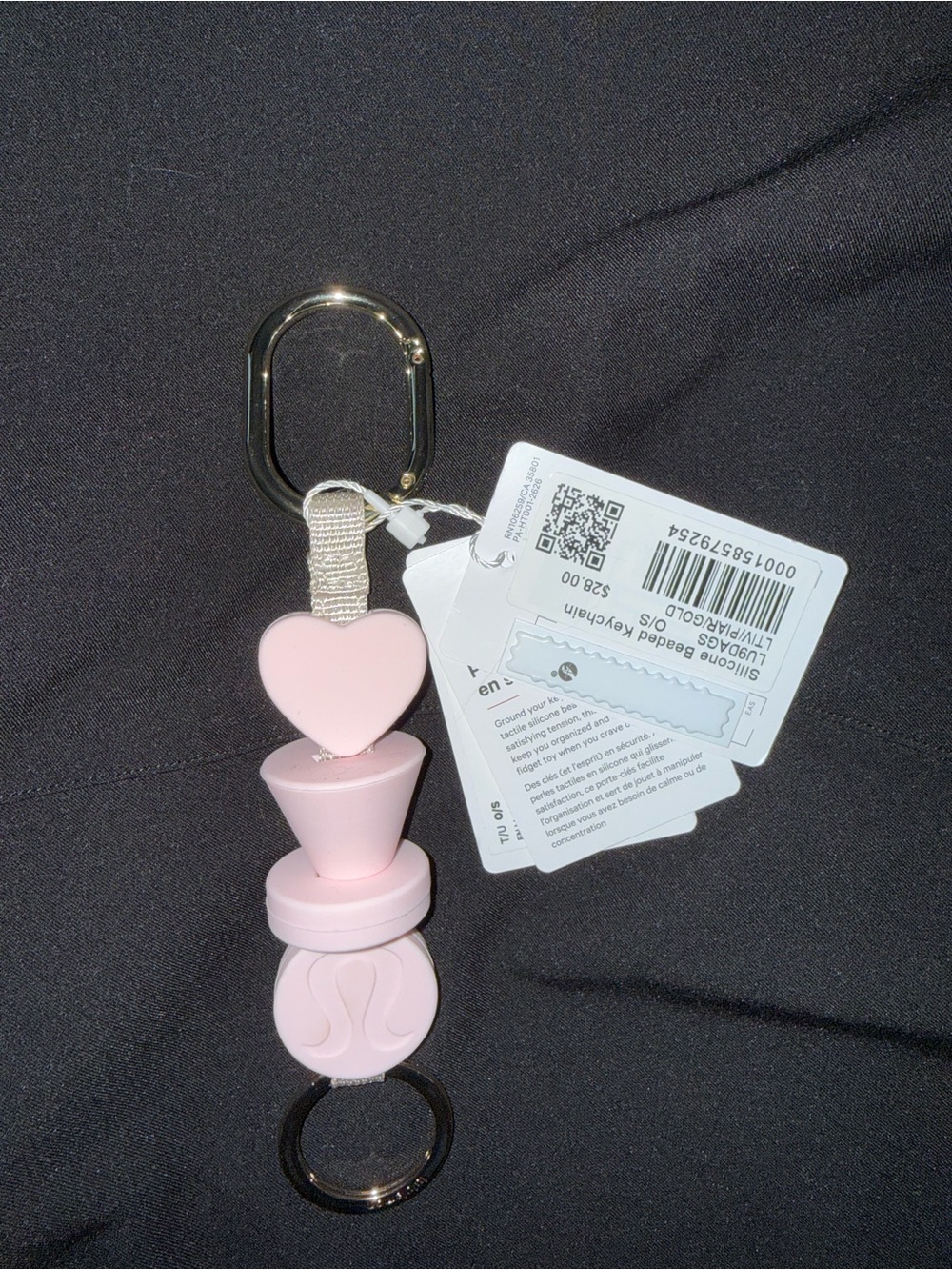 lululemon athletica Pink Silicone Heart & Charm Key Holder